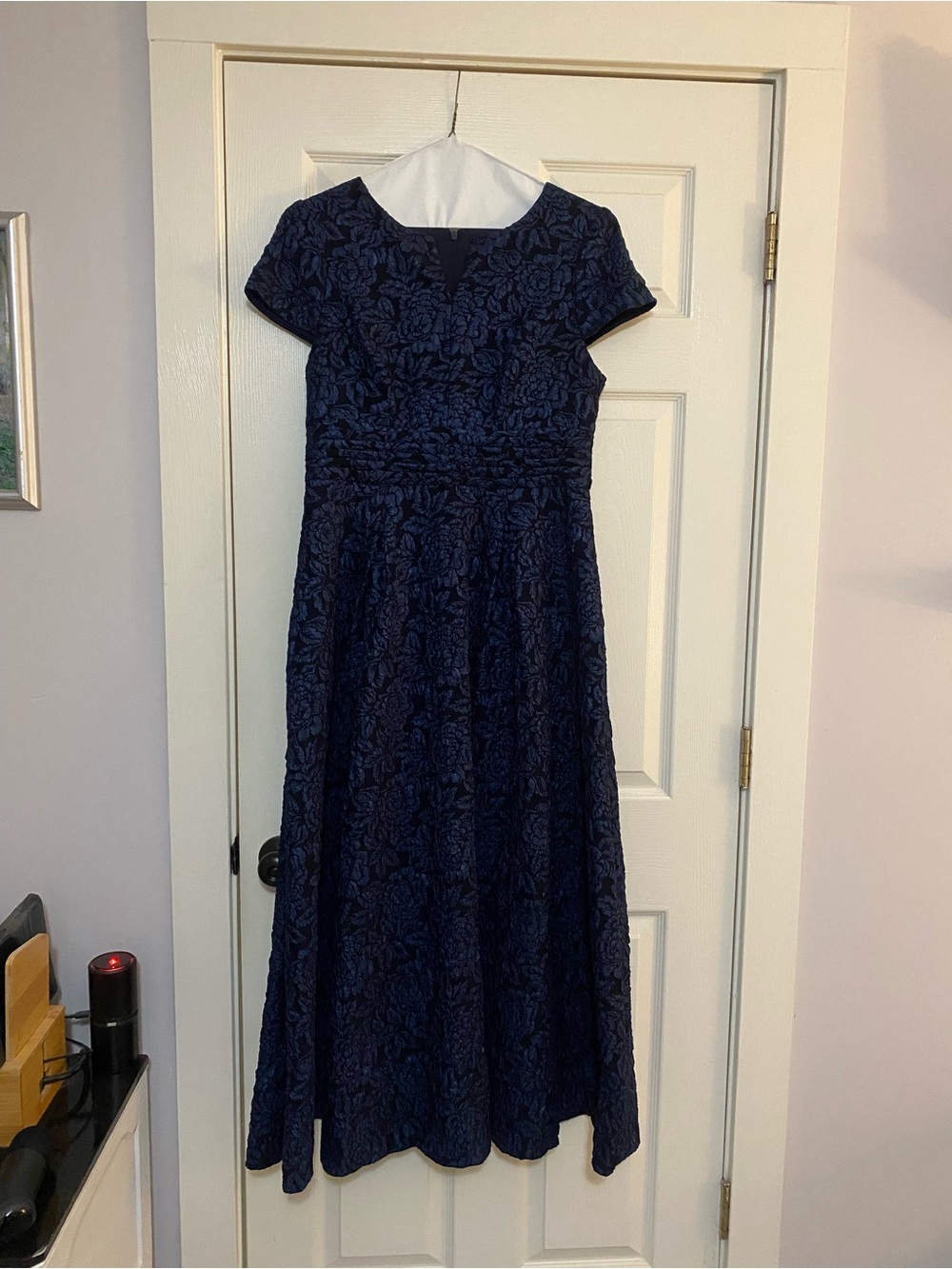 Women’s Alex Evenings Navy Floral Jacquard Ball Gown Dress